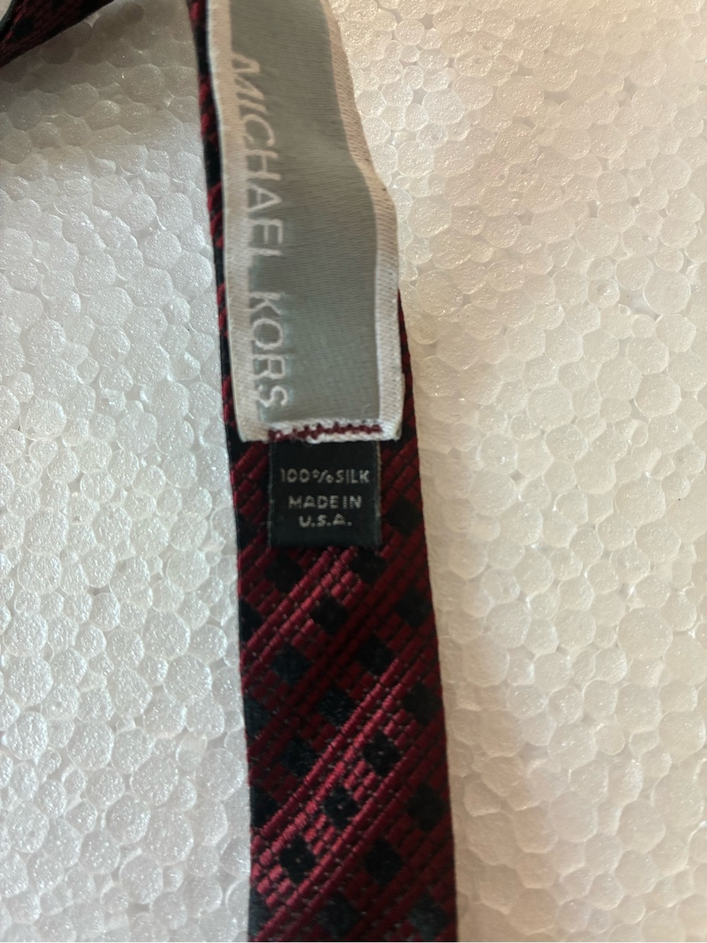 Michael Kors 100% Silk Burgundy and Black Self-Tie Bow Tie - Picture 6 of 6
